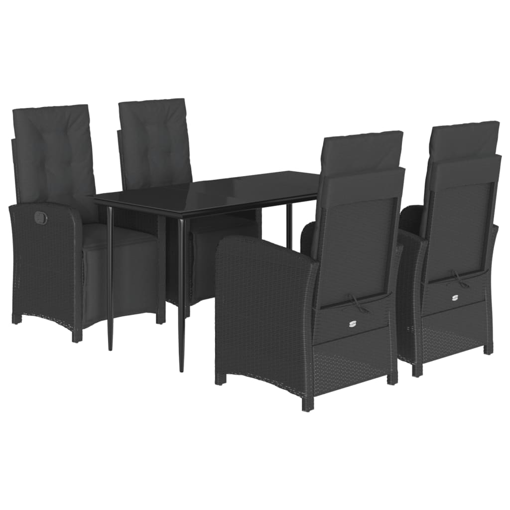 5-delige Tuinset met kussens poly rattan zwart is nu te koop bij PeponiXL, paradijselijk wonen!