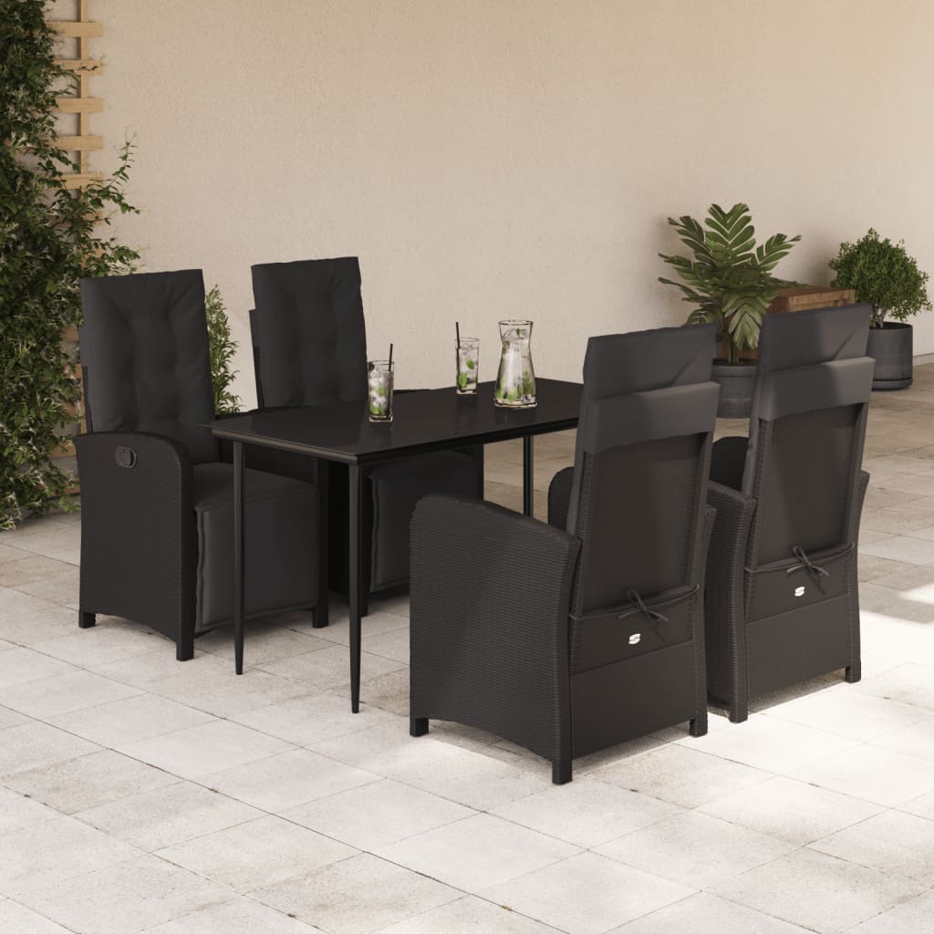 5-delige Tuinset met kussens poly rattan zwart is nu te koop bij PeponiXL, paradijselijk wonen!