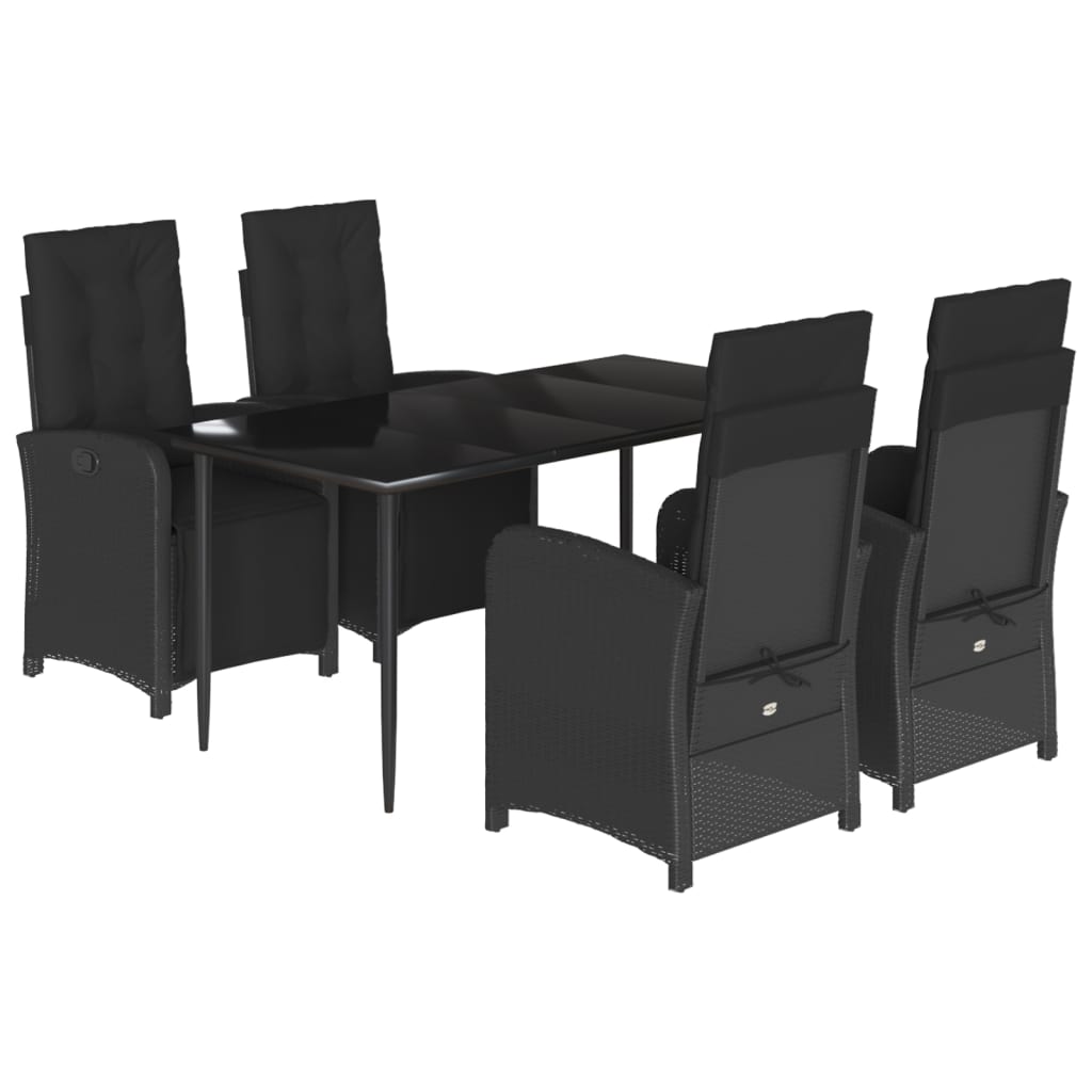 5-delige Tuinset met kussens poly rattan zwart is nu te koop bij PeponiXL, paradijselijk wonen!
