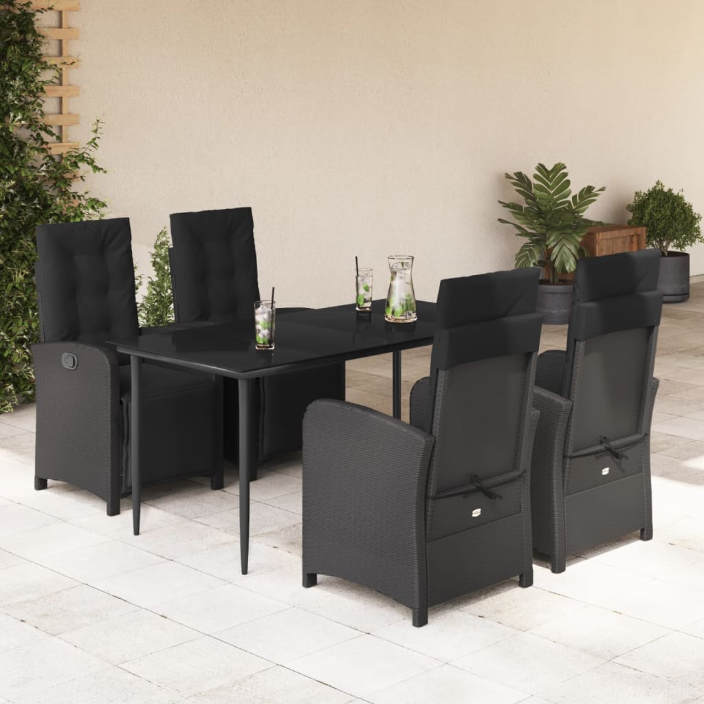 5-delige Tuinset met kussens poly rattan zwart is nu te koop bij PeponiXL, paradijselijk wonen!