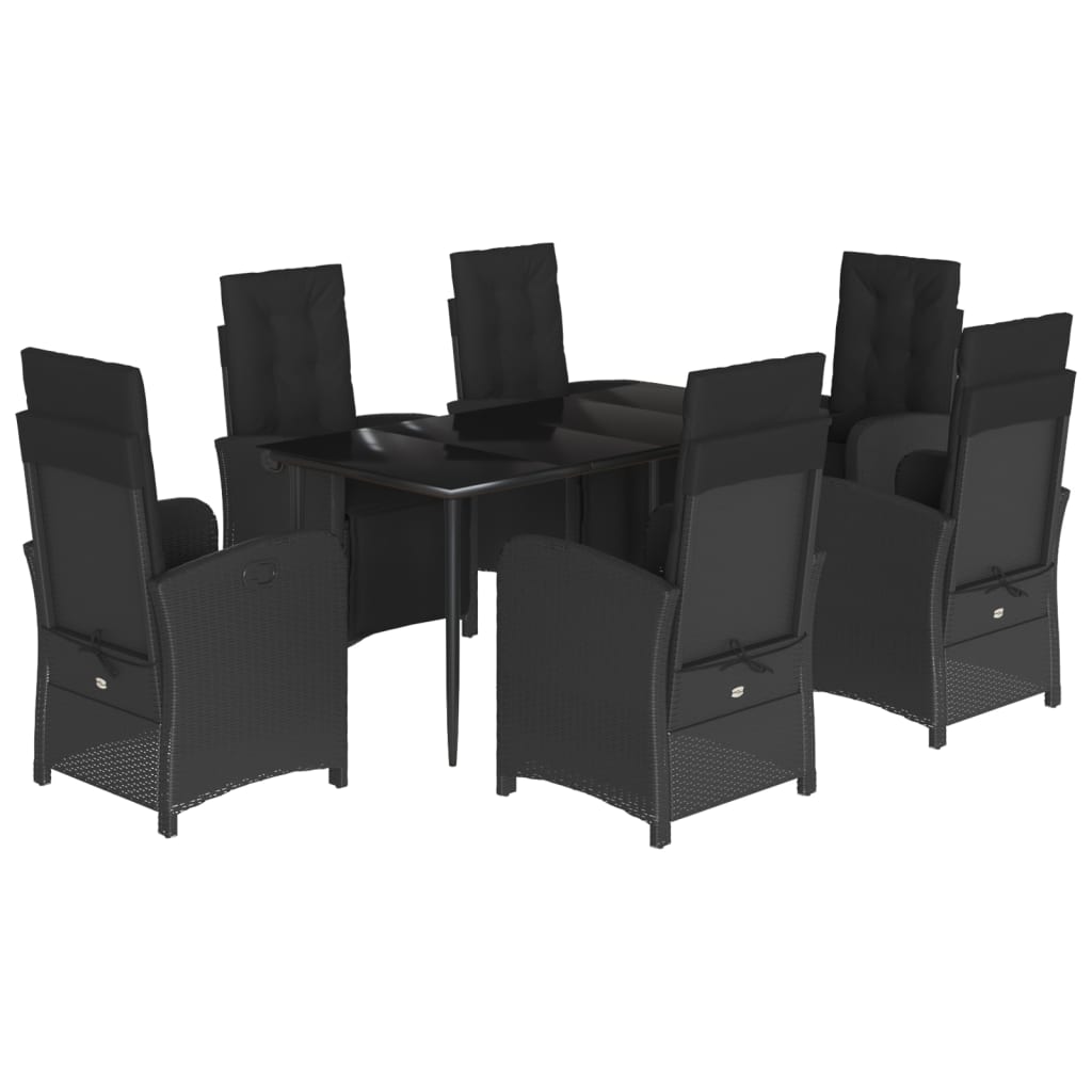 7-delige Tuinset met kussens poly rattan zwart is nu te koop bij PeponiXL, paradijselijk wonen!