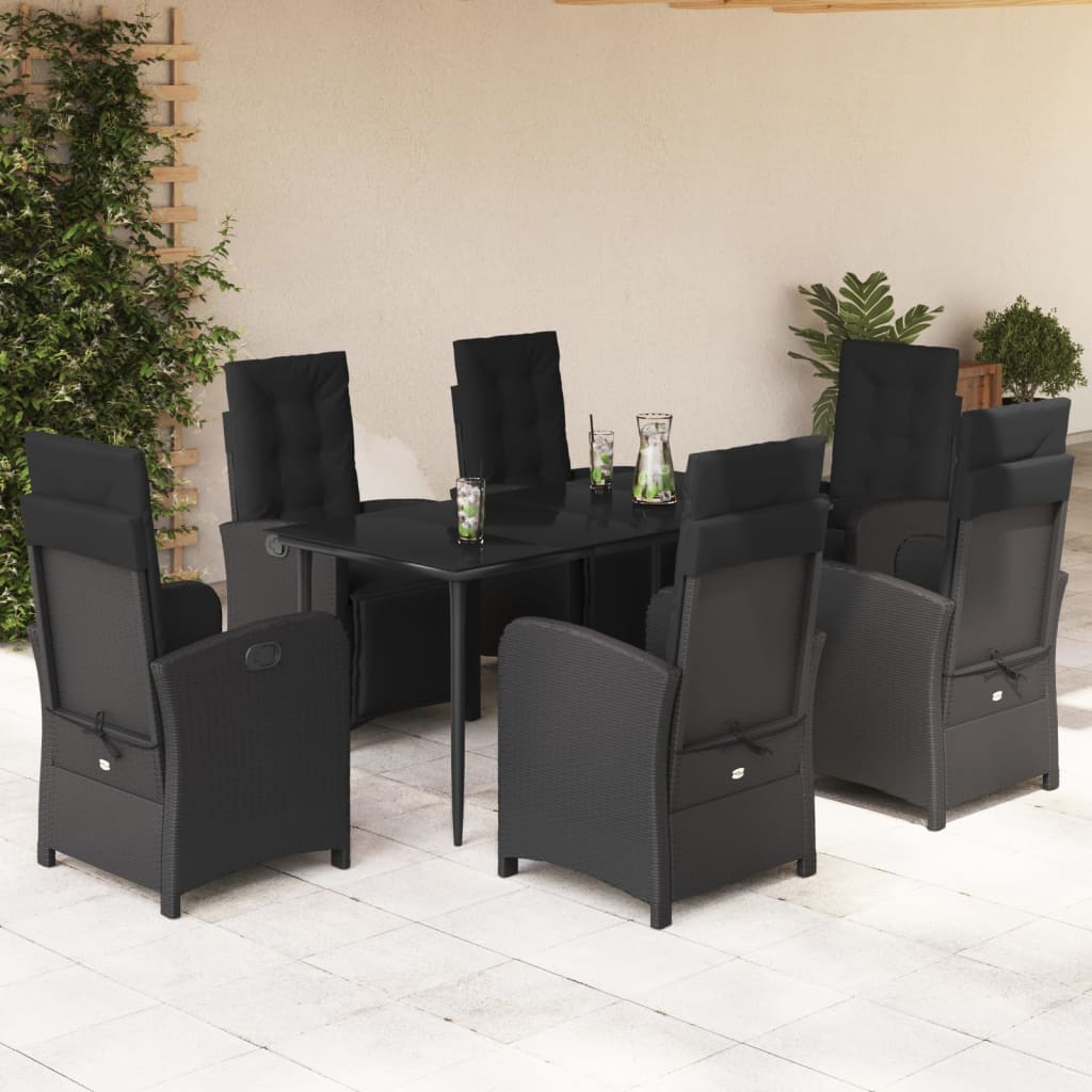 7-delige Tuinset met kussens poly rattan zwart is nu te koop bij PeponiXL, paradijselijk wonen!