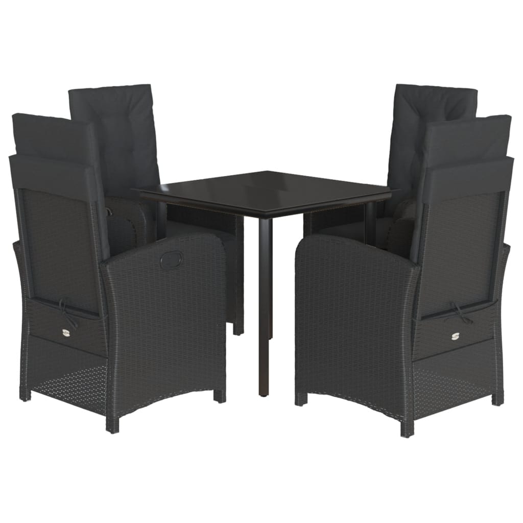 5-delige Tuinset met kussens poly rattan zwart is nu te koop bij PeponiXL, paradijselijk wonen!