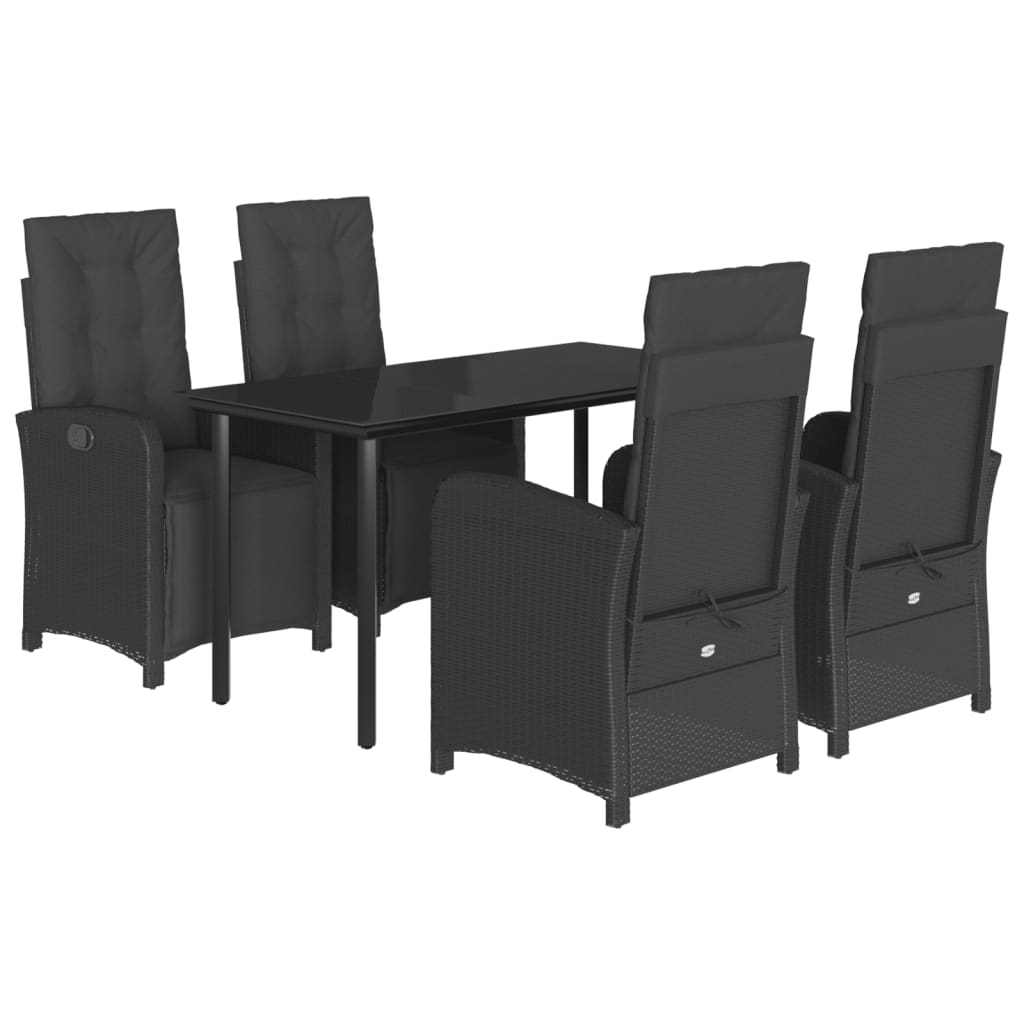 5-delige Tuinset met kussens poly rattan zwart is nu te koop bij PeponiXL, paradijselijk wonen!