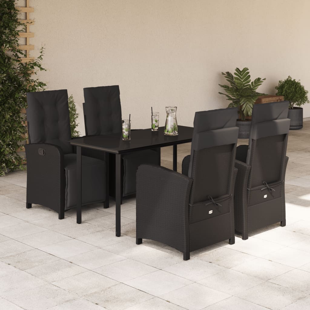 5-delige Tuinset met kussens poly rattan zwart is nu te koop bij PeponiXL, paradijselijk wonen!