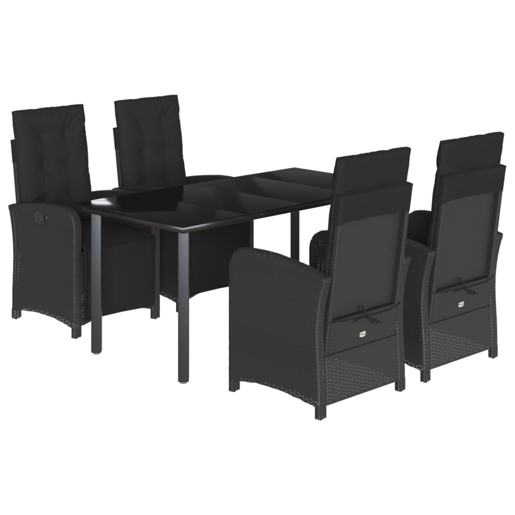 5-delige Tuinset met kussens poly rattan zwart is nu te koop bij PeponiXL, paradijselijk wonen!