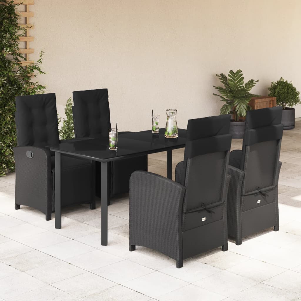 5-delige Tuinset met kussens poly rattan zwart is nu te koop bij PeponiXL, paradijselijk wonen!
