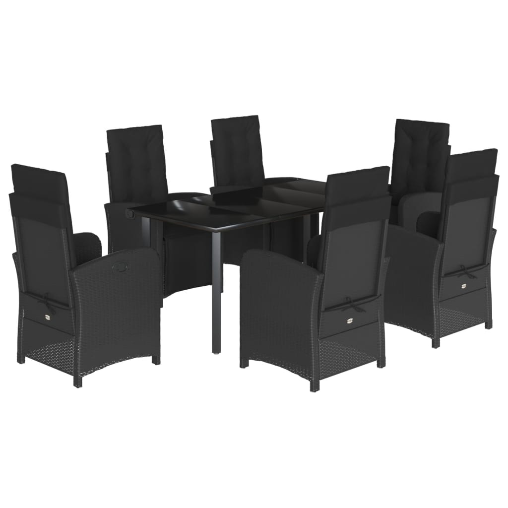 7-delige Tuinset met kussens poly rattan zwart is nu te koop bij PeponiXL, paradijselijk wonen!