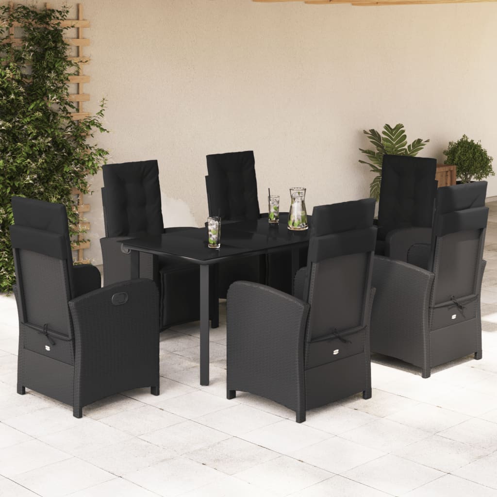 7-delige Tuinset met kussens poly rattan zwart is nu te koop bij PeponiXL, paradijselijk wonen!