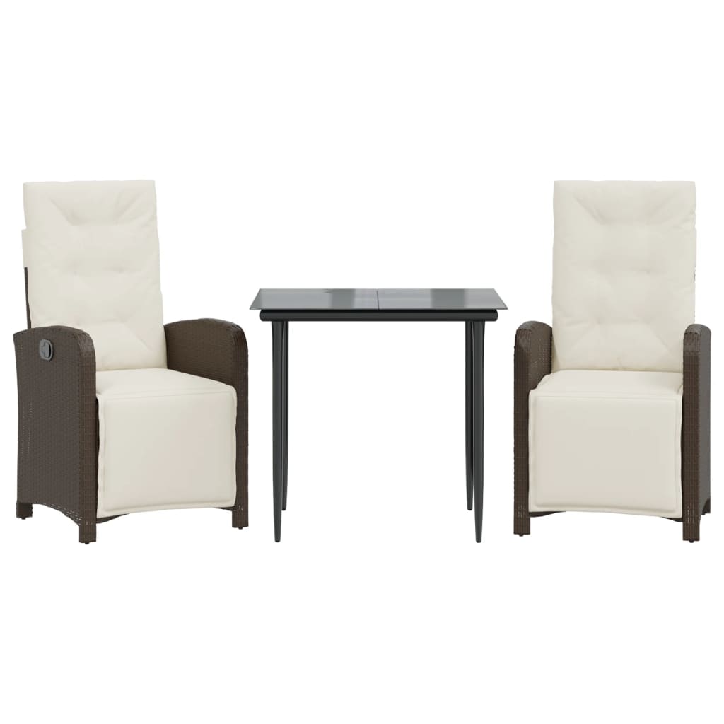 3-delige Bistroset met kussens poly rattan bruin is nu te koop bij PeponiXL, paradijselijk wonen!