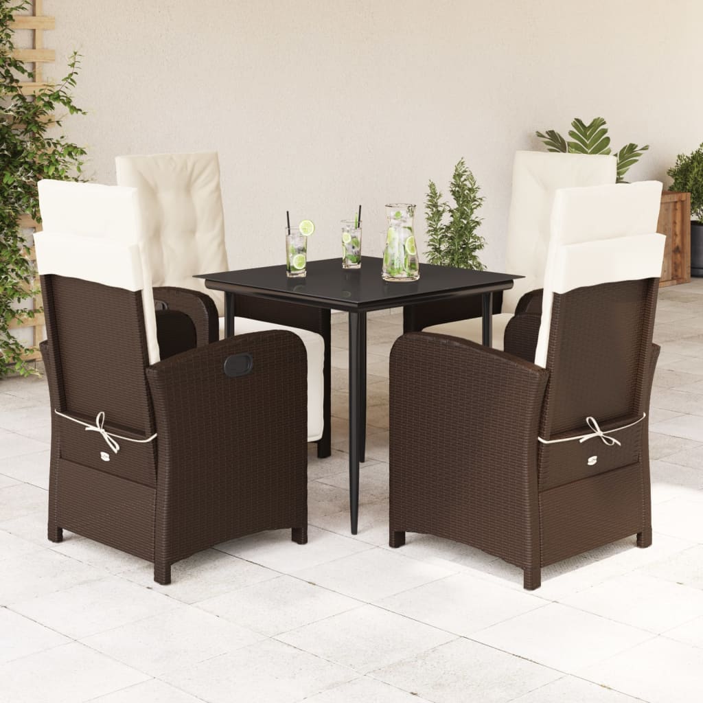 5-delige Tuinset met kussens poly rattan bruin is nu te koop bij PeponiXL, paradijselijk wonen!