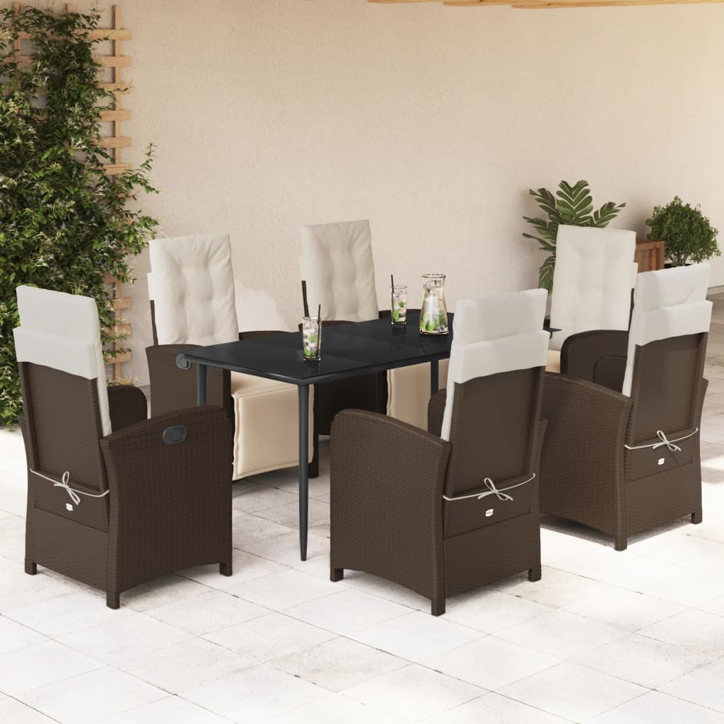 7-delige Tuinset met kussens poly rattan bruin is nu te koop bij PeponiXL, paradijselijk wonen!
