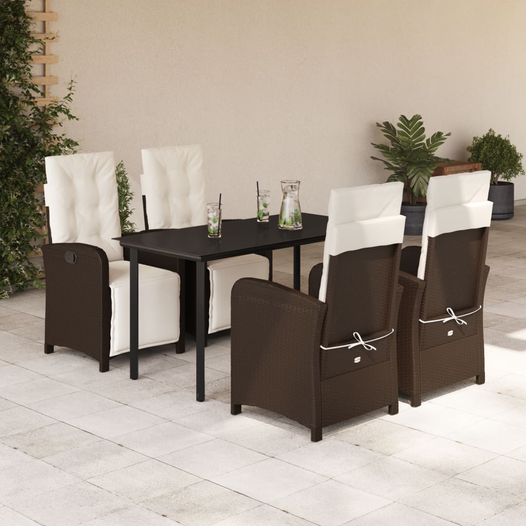 5-delige Tuinset met kussens poly rattan bruin is nu te koop bij PeponiXL, paradijselijk wonen!