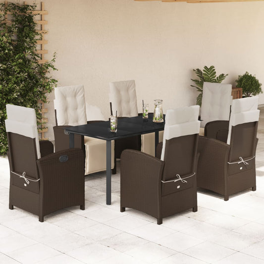 7-delige Tuinset met kussens poly rattan bruin is nu te koop bij PeponiXL, paradijselijk wonen!