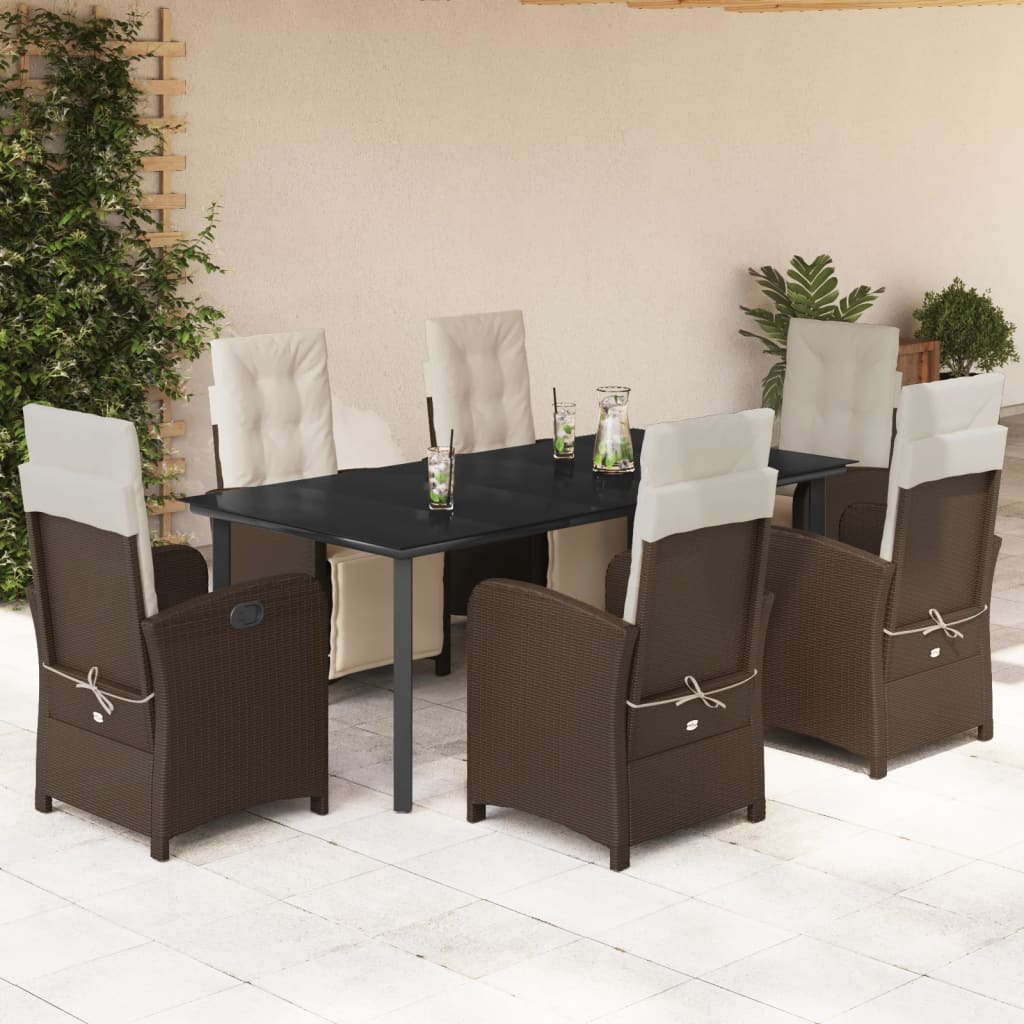 7-delige Tuinset met kussens poly rattan bruin is nu te koop bij PeponiXL, paradijselijk wonen!