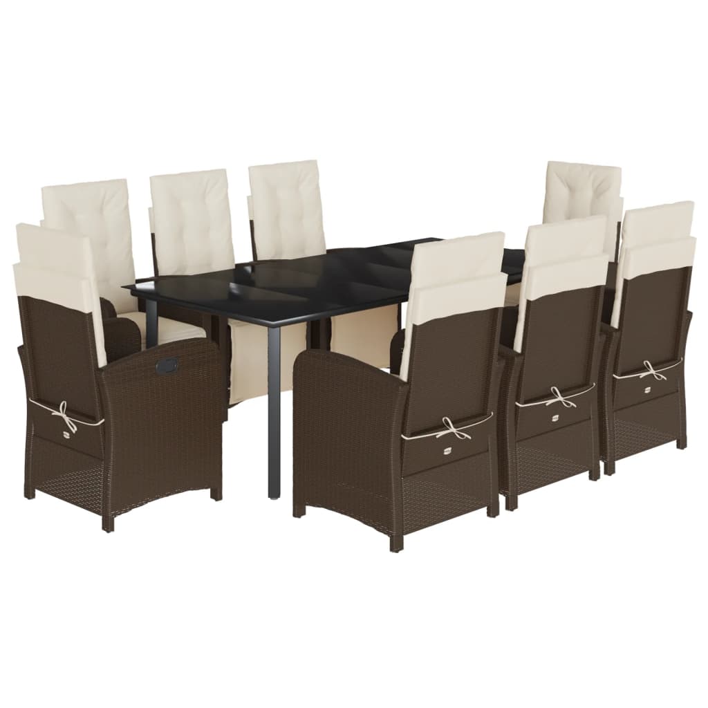 9-delige Tuinset met kussens poly rattan bruin is nu te koop bij PeponiXL, paradijselijk wonen!