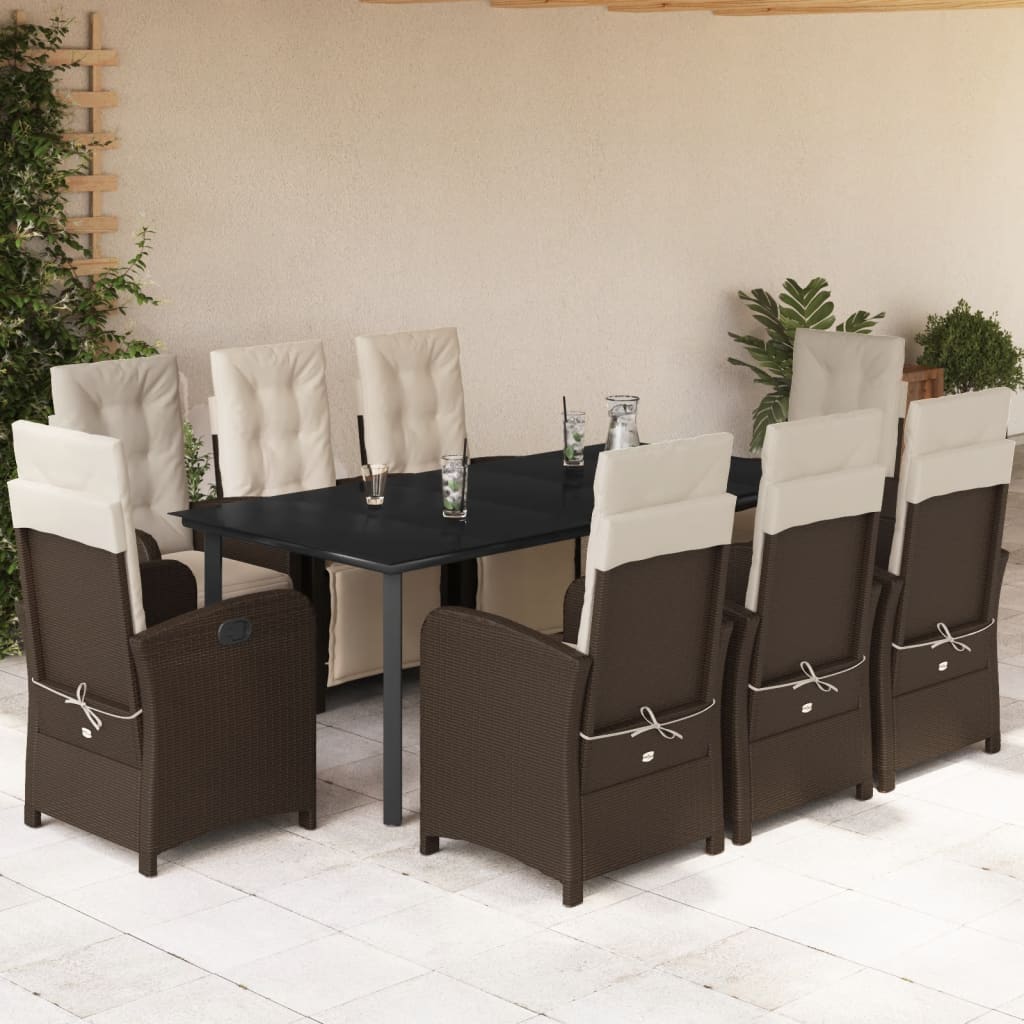9-delige Tuinset met kussens poly rattan bruin is nu te koop bij PeponiXL, paradijselijk wonen!