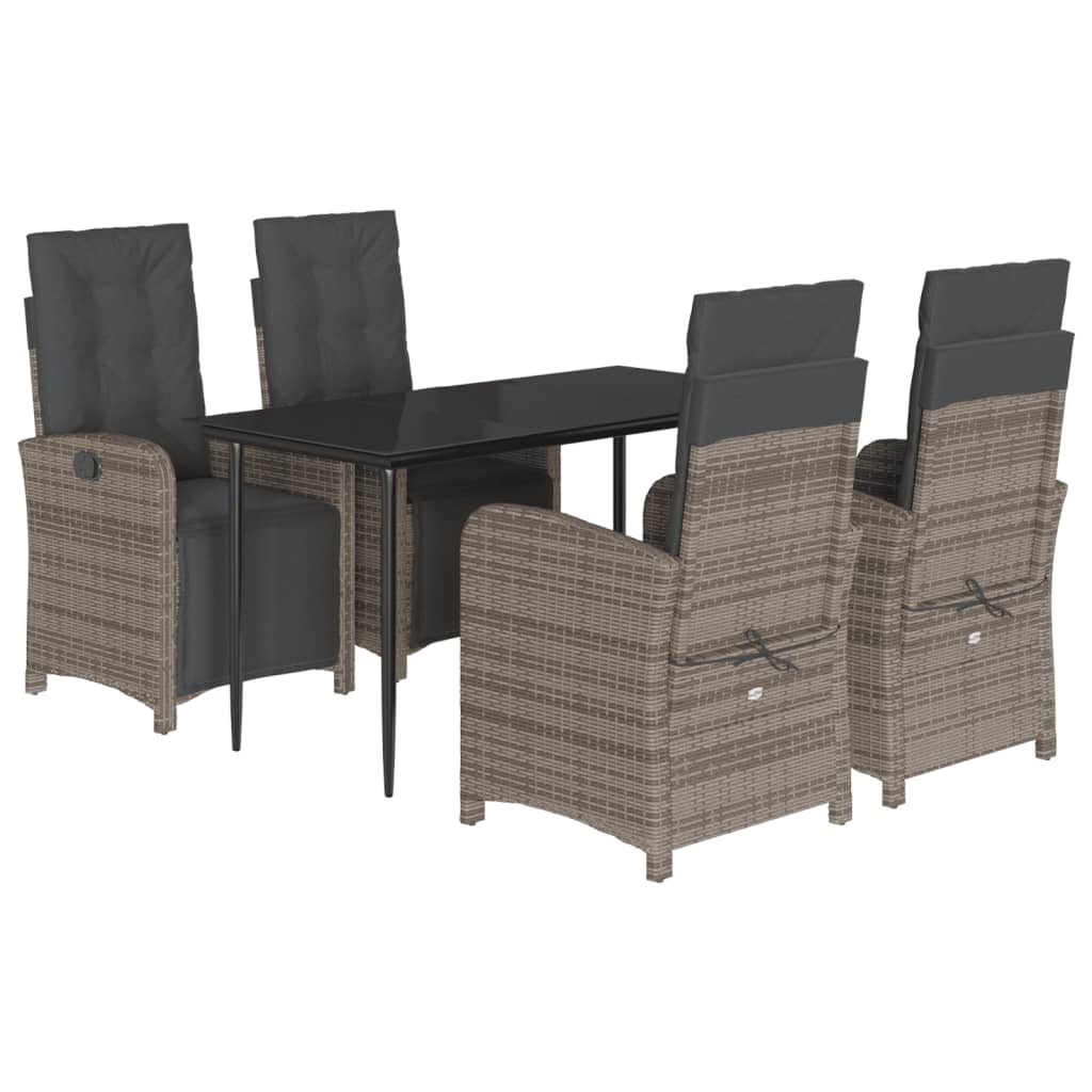 5-delige Tuinset met kussens poly rattan grijs is nu te koop bij PeponiXL, paradijselijk wonen!
