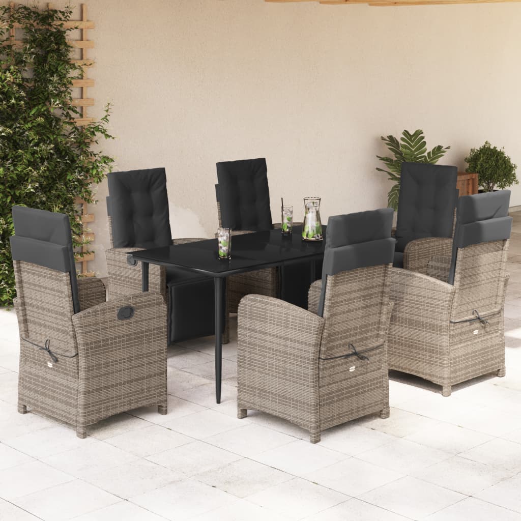 7-delige Tuinset met kussens poly rattan grijs is nu te koop bij PeponiXL, paradijselijk wonen!