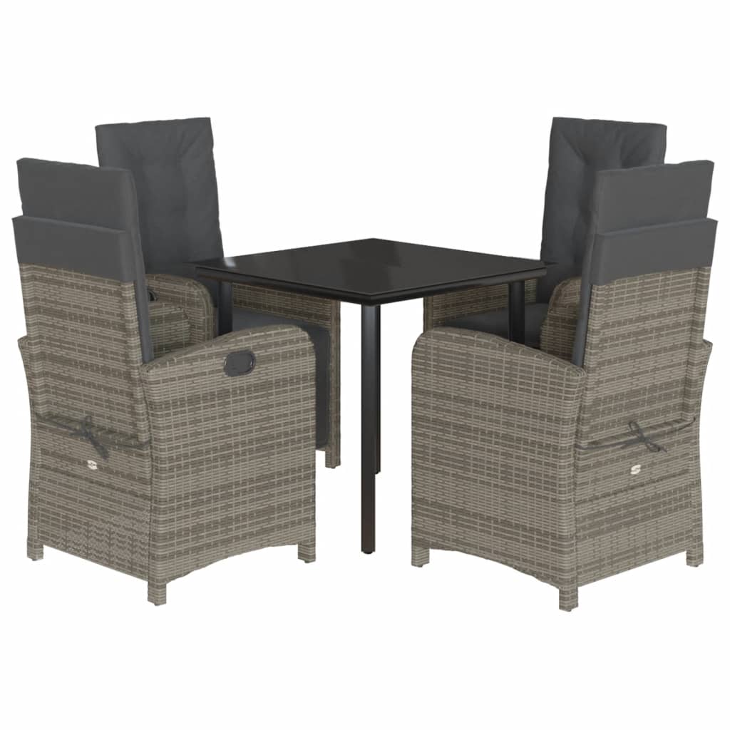 5-delige Tuinset met kussens poly rattan grijs is nu te koop bij PeponiXL, paradijselijk wonen!