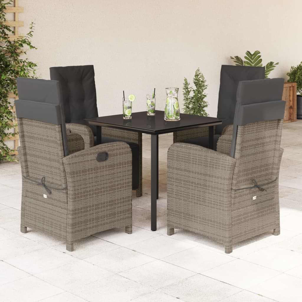 5-delige Tuinset met kussens poly rattan grijs is nu te koop bij PeponiXL, paradijselijk wonen!