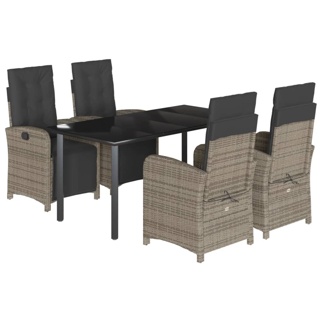 5-delige Tuinset met kussens poly rattan grijs is nu te koop bij PeponiXL, paradijselijk wonen!