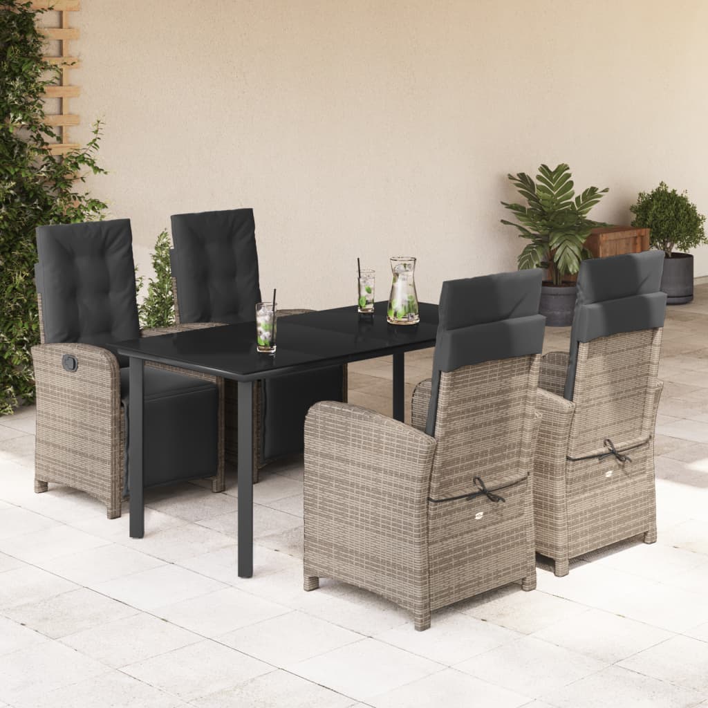 5-delige Tuinset met kussens poly rattan grijs is nu te koop bij PeponiXL, paradijselijk wonen!