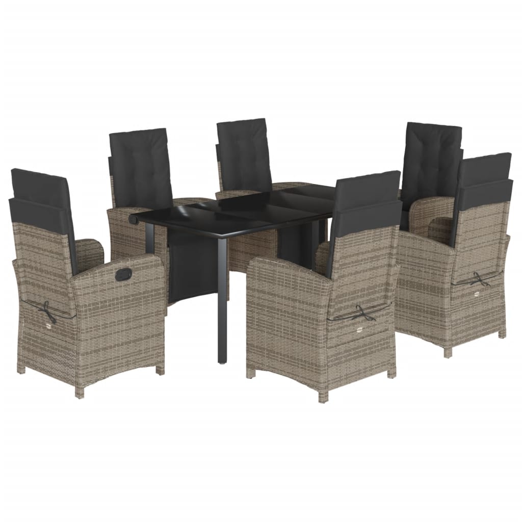 7-delige Tuinset met kussens poly rattan grijs is nu te koop bij PeponiXL, paradijselijk wonen!