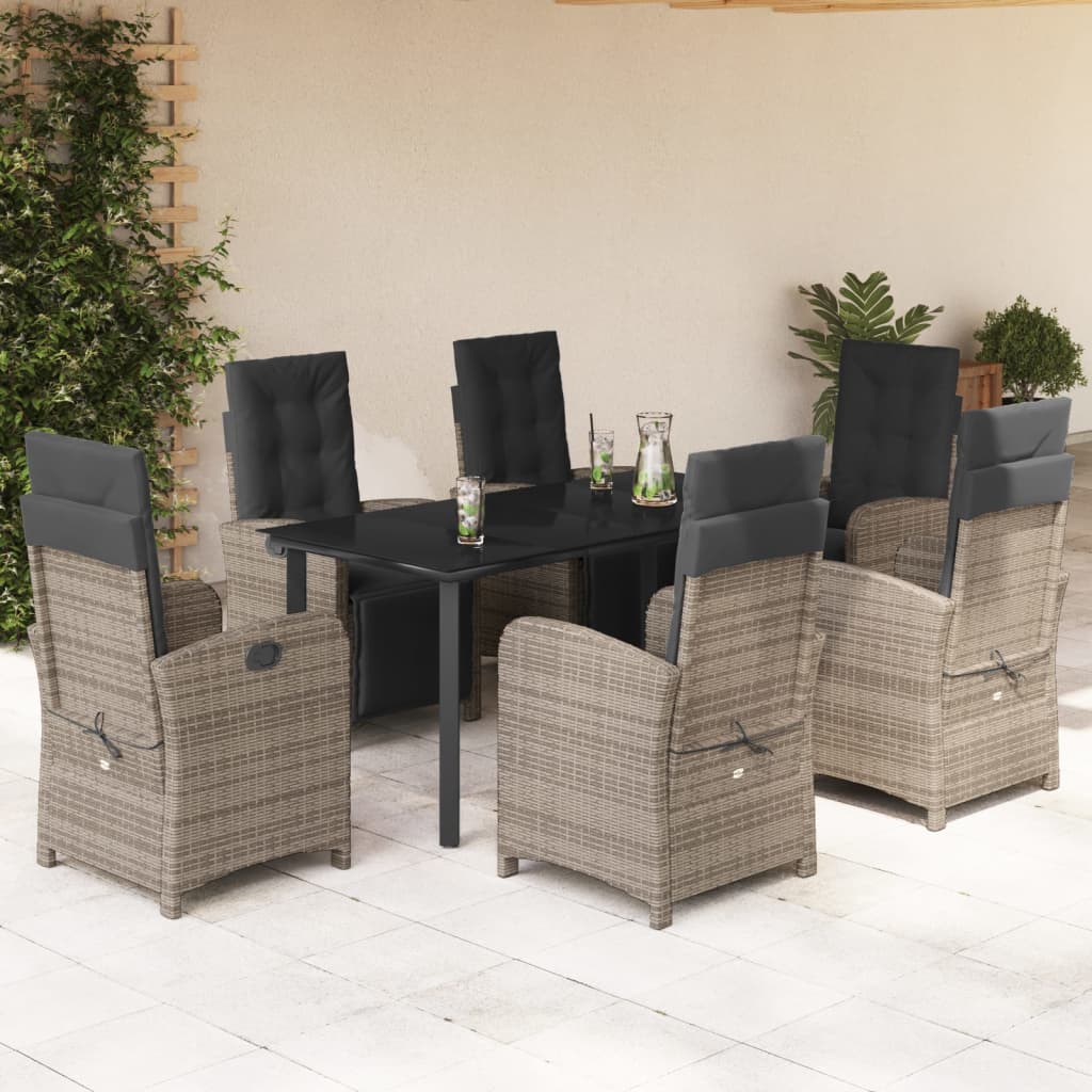 7-delige Tuinset met kussens poly rattan grijs is nu te koop bij PeponiXL, paradijselijk wonen!