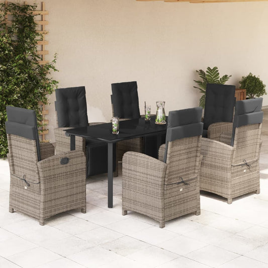7-delige Tuinset met kussens poly rattan grijs is nu te koop bij PeponiXL, paradijselijk wonen!