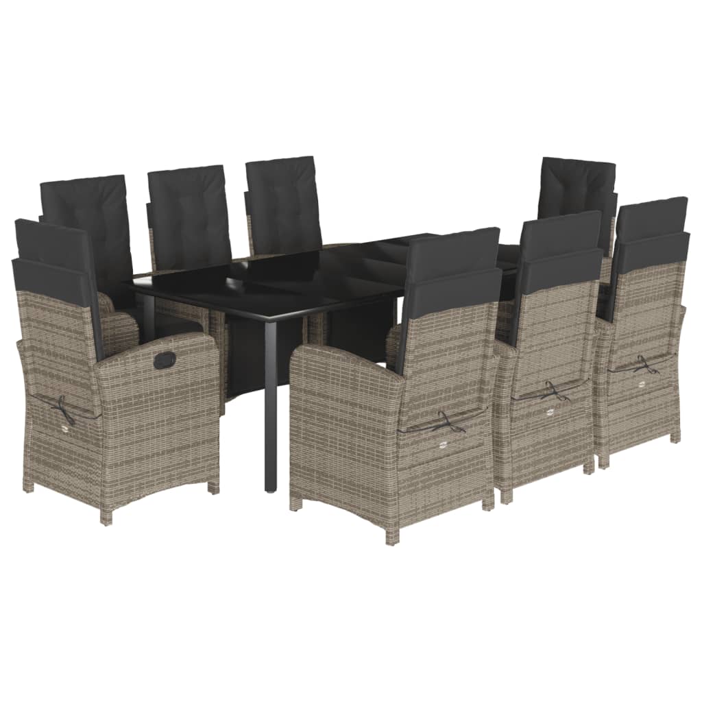 9-delige Tuinset met kussens poly rattan grijs is nu te koop bij PeponiXL, paradijselijk wonen!