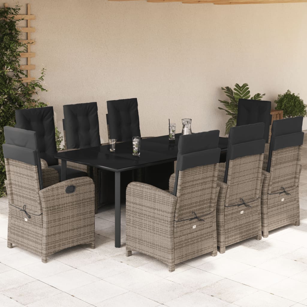 9-delige Tuinset met kussens poly rattan grijs is nu te koop bij PeponiXL, paradijselijk wonen!