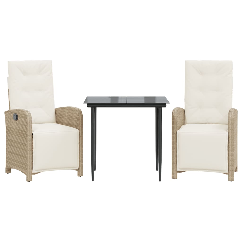 3-delige Bistroset met kussens poly rattan beige is nu te koop bij PeponiXL, paradijselijk wonen!