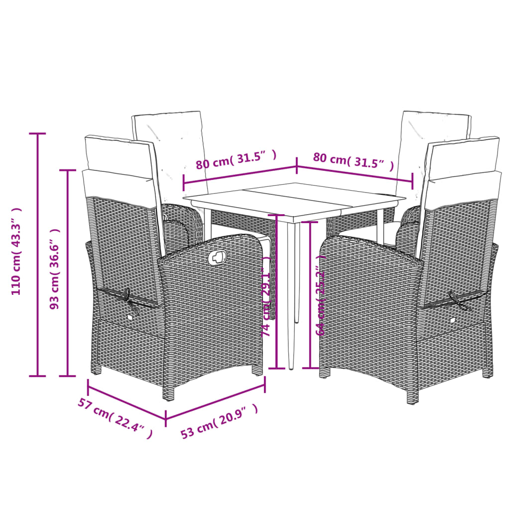 5-delige Tuinset met kussens poly rattan beige is nu te koop bij PeponiXL, paradijselijk wonen!