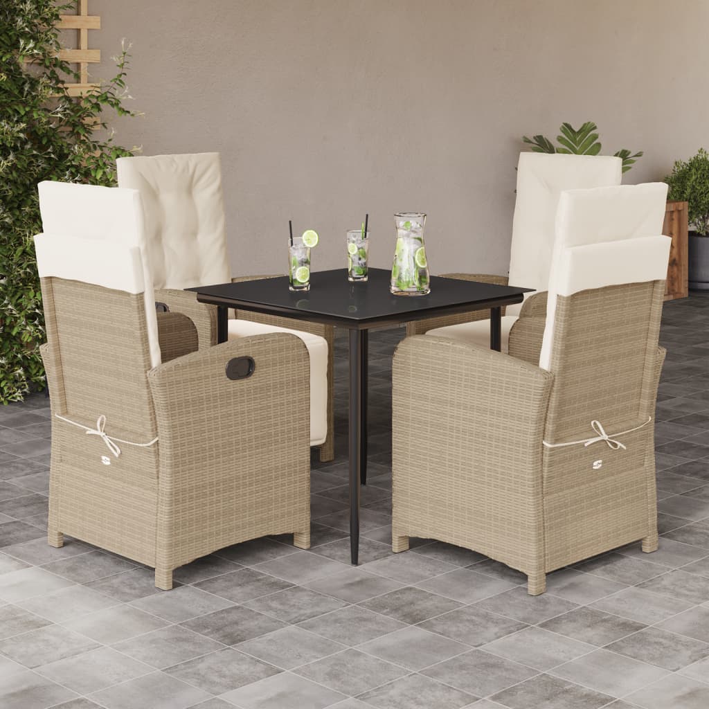 5-delige Tuinset met kussens poly rattan beige is nu te koop bij PeponiXL, paradijselijk wonen!