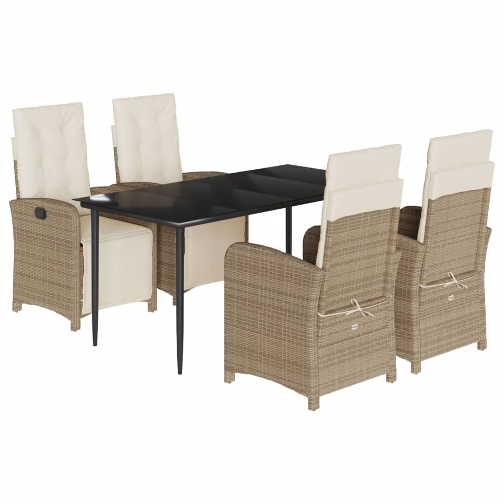 5-delige Tuinset met kussens poly rattan beige is nu te koop bij PeponiXL, paradijselijk wonen!