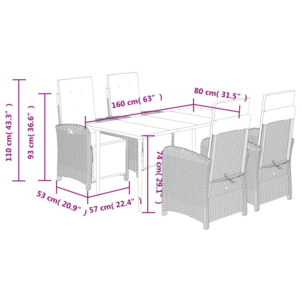 5-delige Tuinset met kussens poly rattan beige is nu te koop bij PeponiXL, paradijselijk wonen!