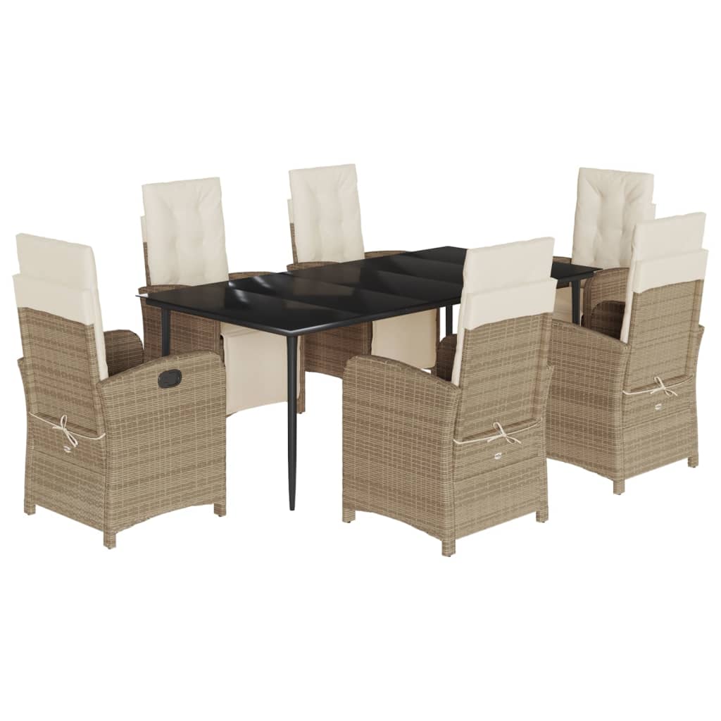 7-delige Tuinset met kussens poly rattan beige is nu te koop bij PeponiXL, paradijselijk wonen!