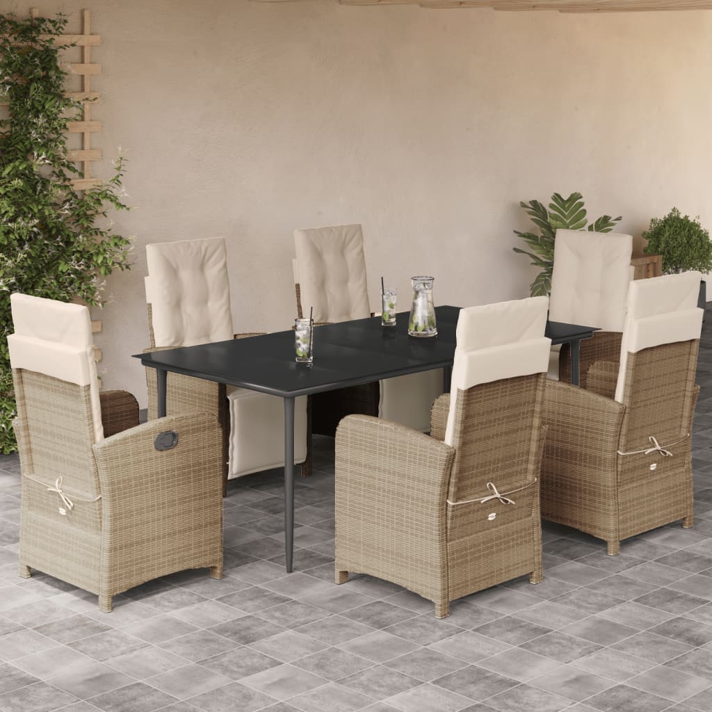 7-delige Tuinset met kussens poly rattan beige is nu te koop bij PeponiXL, paradijselijk wonen!