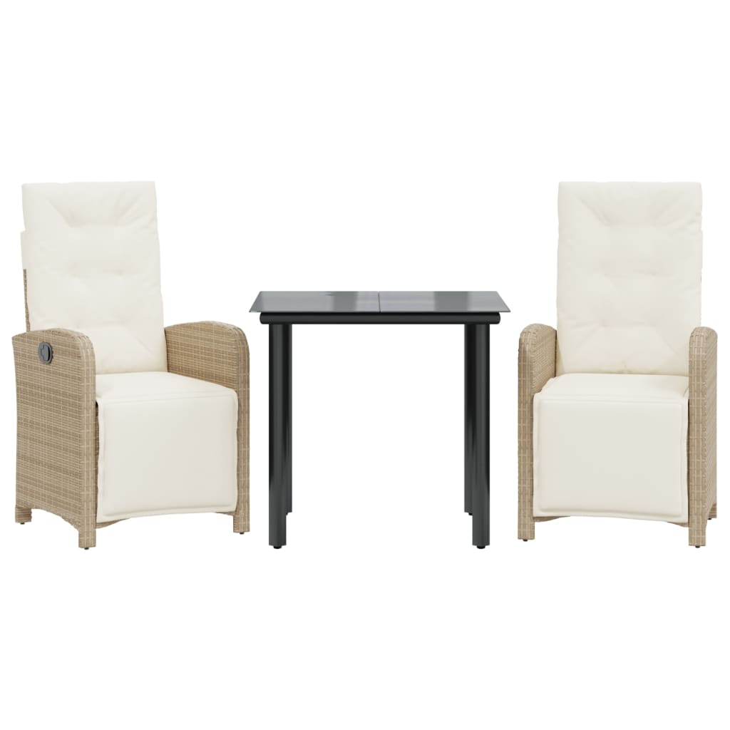 3-delige Bistroset met kussens poly rattan beige is nu te koop bij PeponiXL, paradijselijk wonen!
