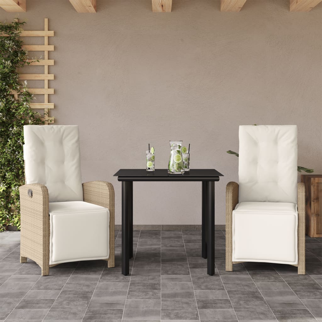 3-delige Bistroset met kussens poly rattan beige is nu te koop bij PeponiXL, paradijselijk wonen!