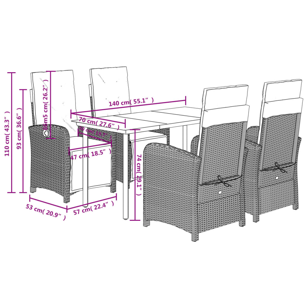 5-delige Tuinset met kussens poly rattan beige is nu te koop bij PeponiXL, paradijselijk wonen!