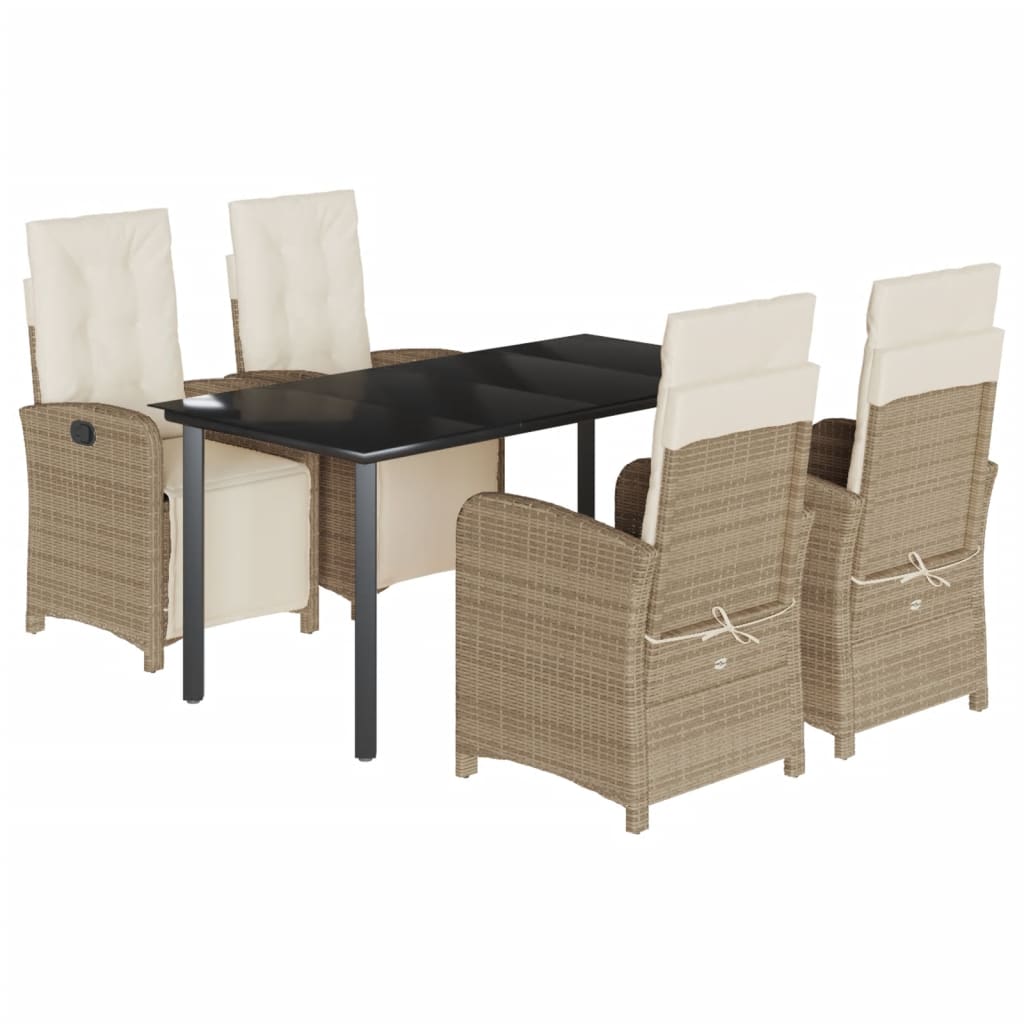 5-delige Tuinset met kussens poly rattan beige is nu te koop bij PeponiXL, paradijselijk wonen!