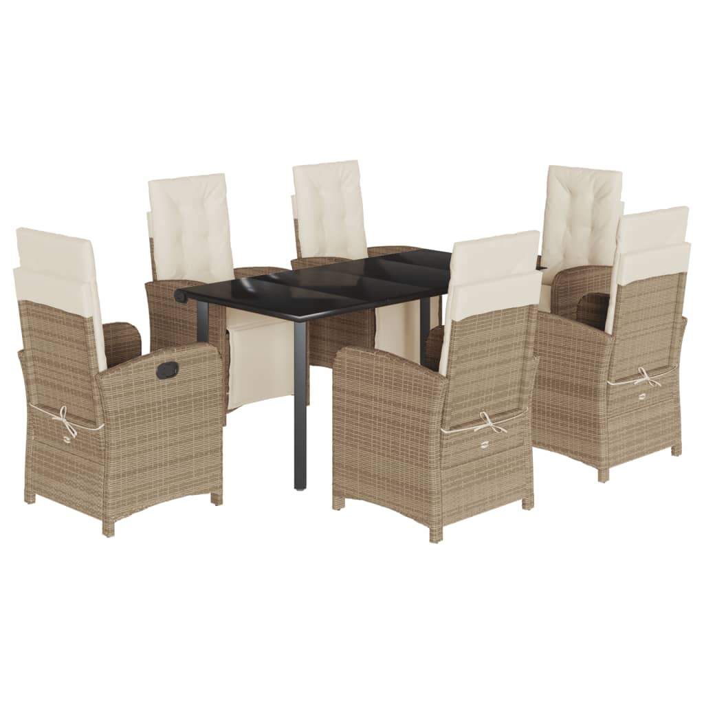 7-delige Tuinset met kussens poly rattan beige is nu te koop bij PeponiXL, paradijselijk wonen!