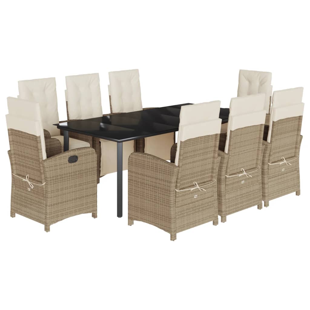 9-delige Tuinset met kussens poly rattan beige is nu te koop bij PeponiXL, paradijselijk wonen!