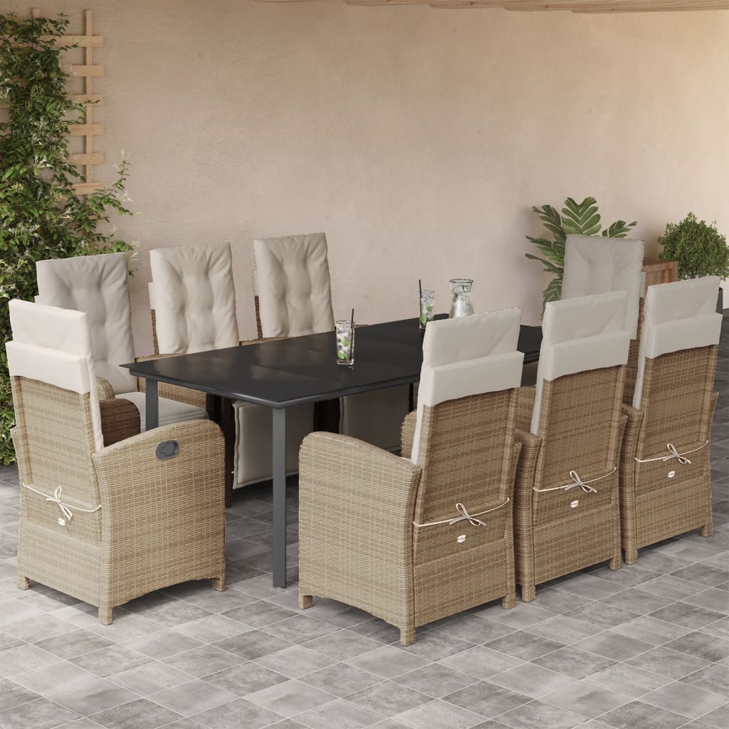9-delige Tuinset met kussens poly rattan beige is nu te koop bij PeponiXL, paradijselijk wonen!