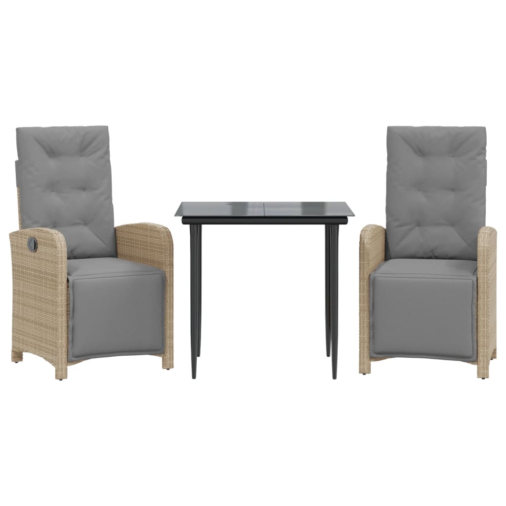 3-delige Bistroset met kussens poly rattan beige is nu te koop bij PeponiXL, paradijselijk wonen!