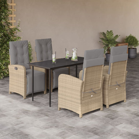 5-delige Tuinset met kussens poly rattan beige is nu te koop bij PeponiXL, paradijselijk wonen!