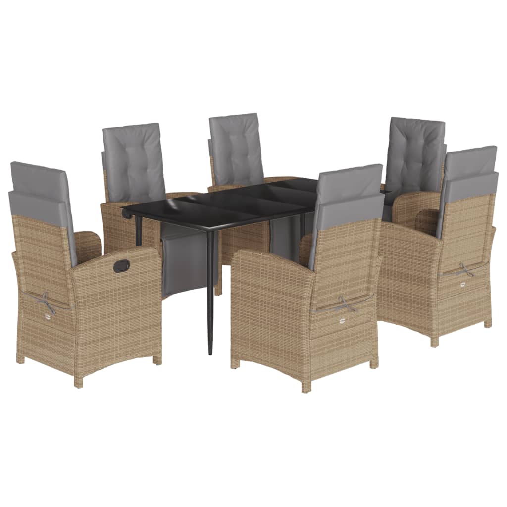 7-delige Tuinset met kussens poly rattan beige is nu te koop bij PeponiXL, paradijselijk wonen!