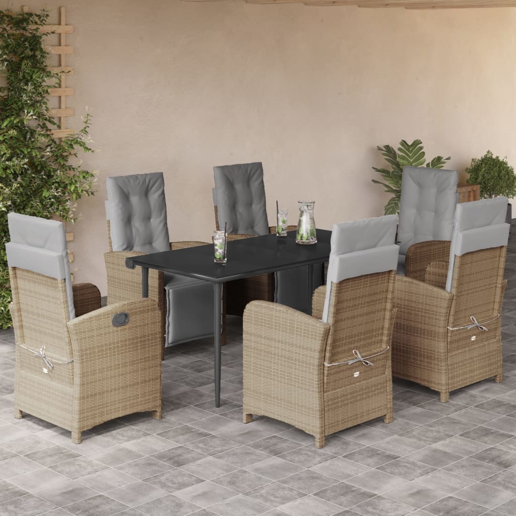 7-delige Tuinset met kussens poly rattan beige is nu te koop bij PeponiXL, paradijselijk wonen!